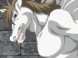 Arme anime babe wordt geraakt door monster