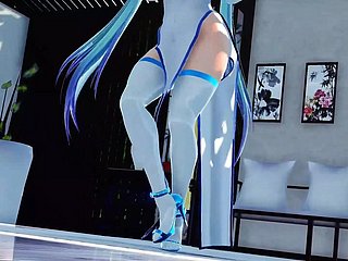 거대한 가슴을 가진 두꺼운 미쿠 - 섹시 댄스(3D HENTAI)