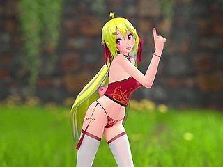 चीनी लड़की M22 हेनतई कपड़े उतारना नृत्य पट्टी MMD 3D सुनहरे बाल (क्लिप)